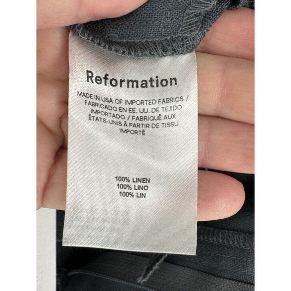 Reformation‎ Mason Linen Short  Size 12 Gray Blue Pleated - Picture 7 of 9